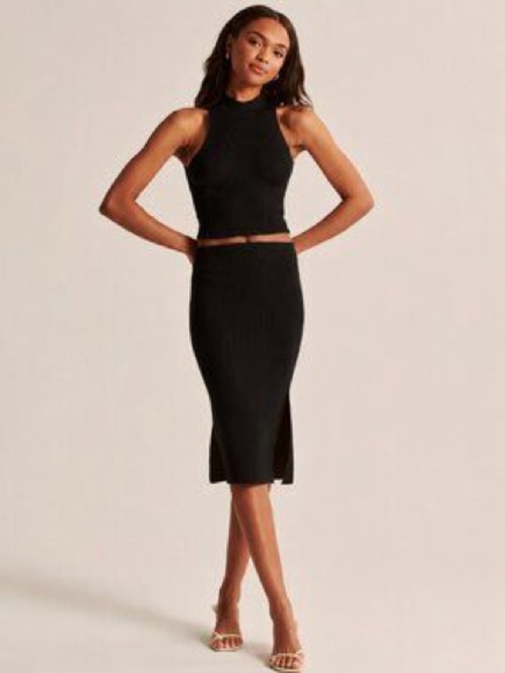 Abercrombie & Fitch Black Midi Knit Pencil Skirt